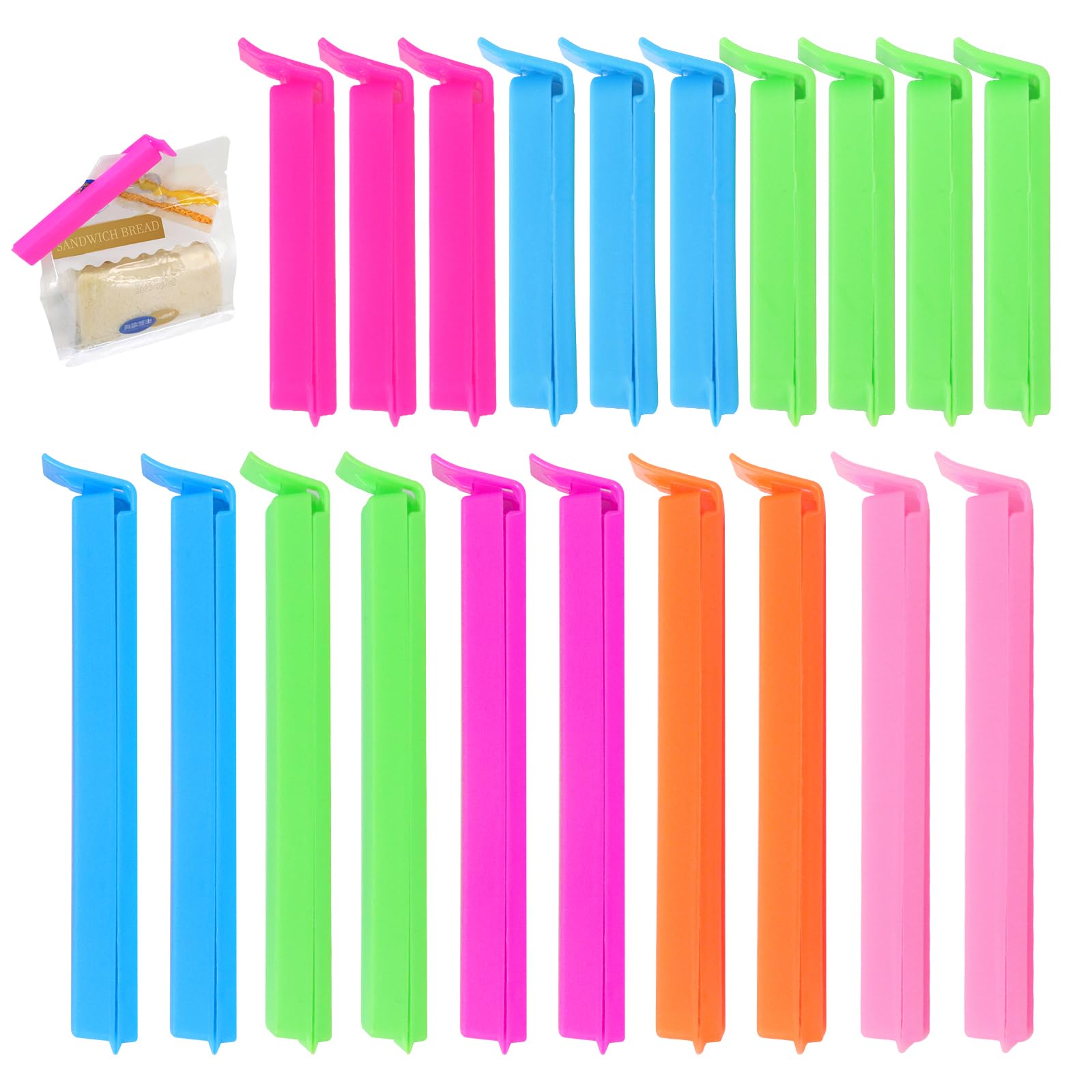Quelcc Chiudi Sacchetti clip plastica 20 pezzi 5 colori 7,5/11 cm