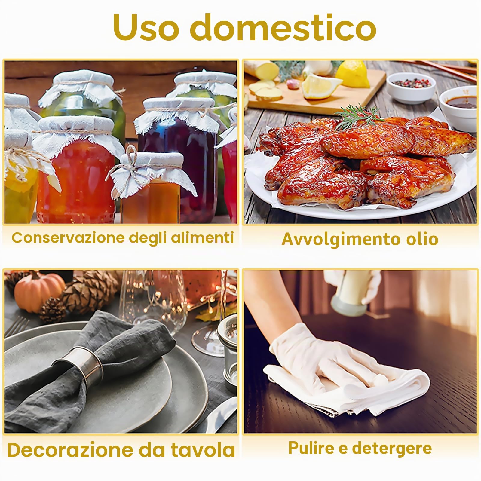 Quelcc Garza Alimentare 50x50 cm 4 Pezzi Cotone