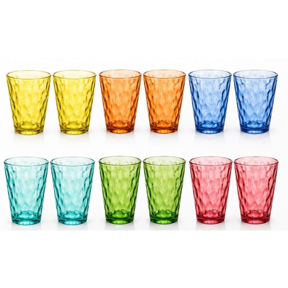 Cecaro Group Set 12 Bicchieri Vetro Colorato 250 ml Martellato