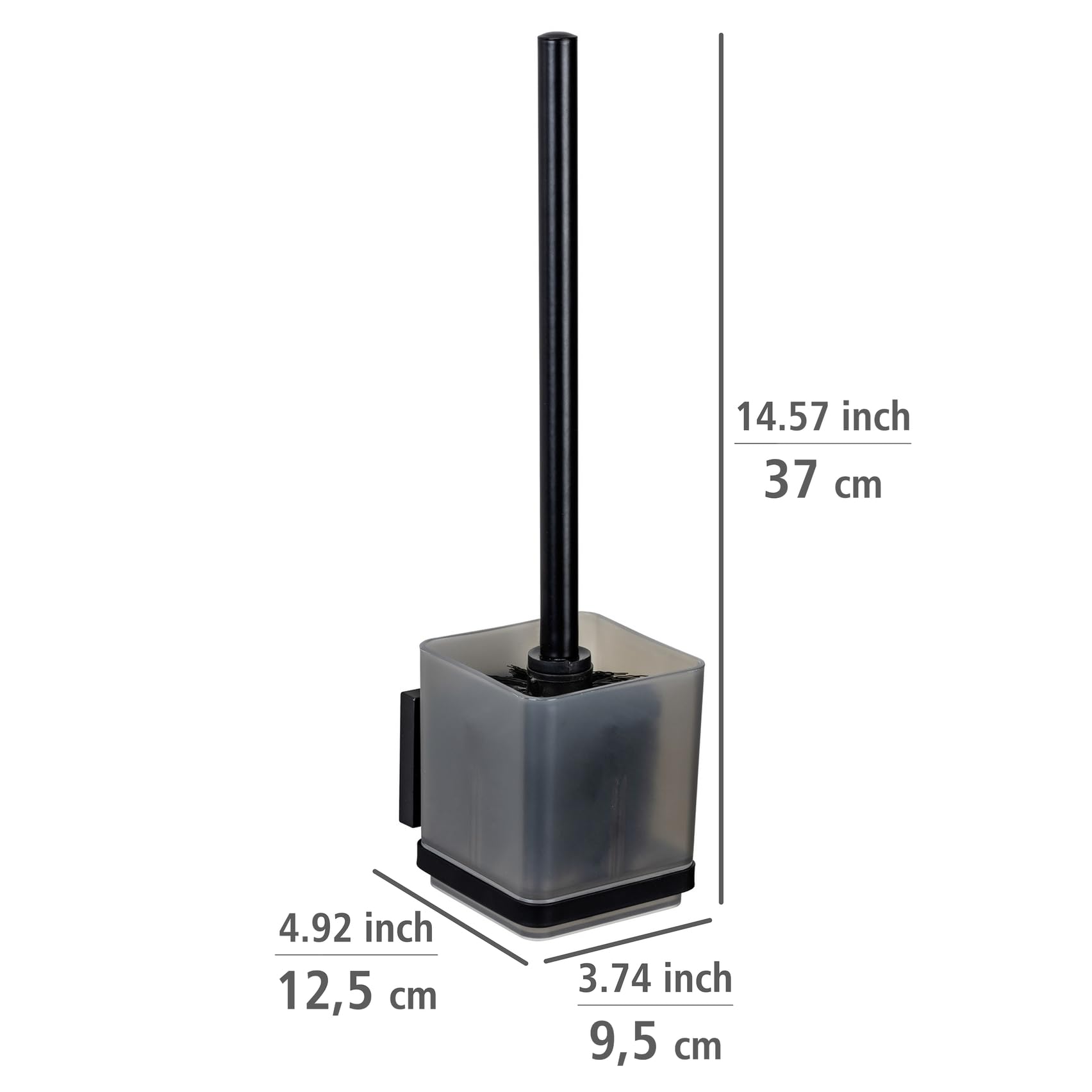Wenko Quadro set scopino WC da parete nero con supporto