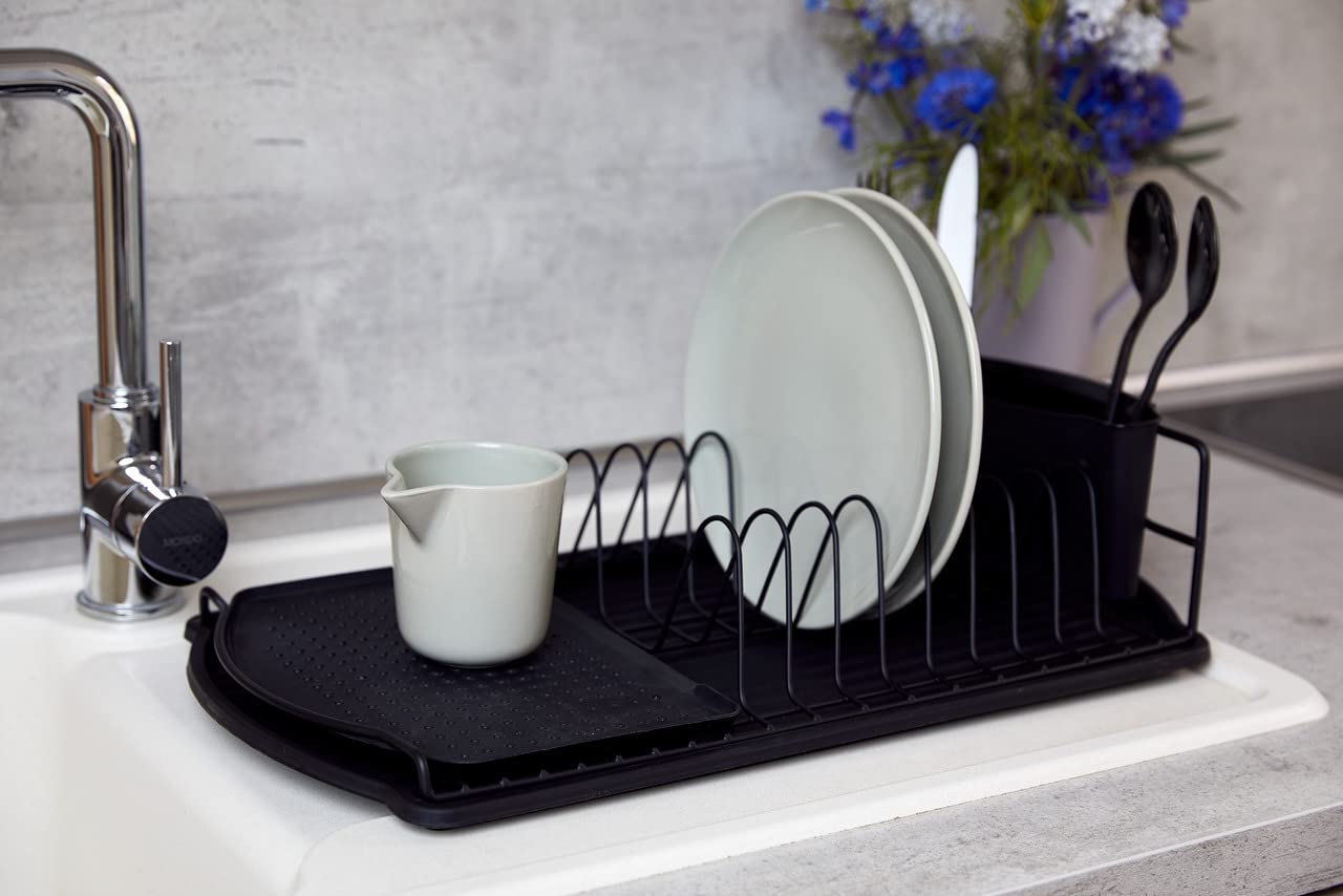 Wenko Basic scolapiatti nero 47,5 cm con vaschetta