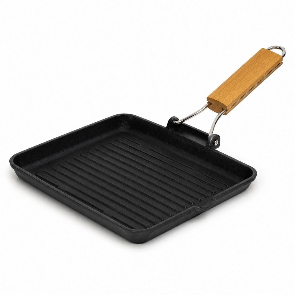 Cecaro Group Bistecchiera Antiaderente 24x24 cm Induzione Legno