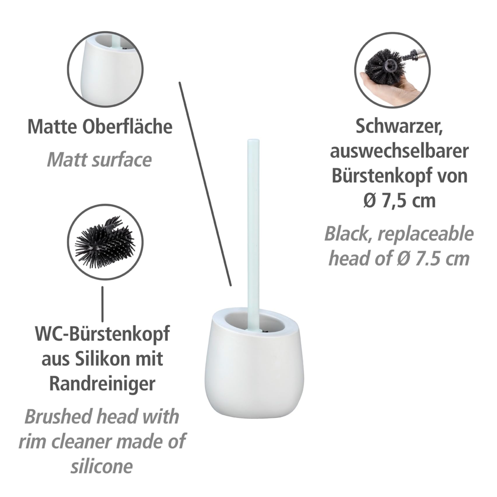 Wenko Badi scopino WC bianco ceramica silicone