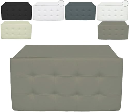 Pouf contenitore beige ecopelle 76x38 cm trapuntato