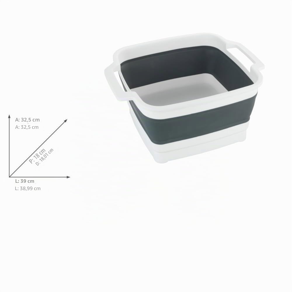 Wenko Sira bacinella pieghevole 8 litri grigio con scarico