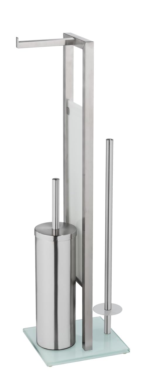 Wenko Rivalta set WC da terra acciaio argento 18x70x23