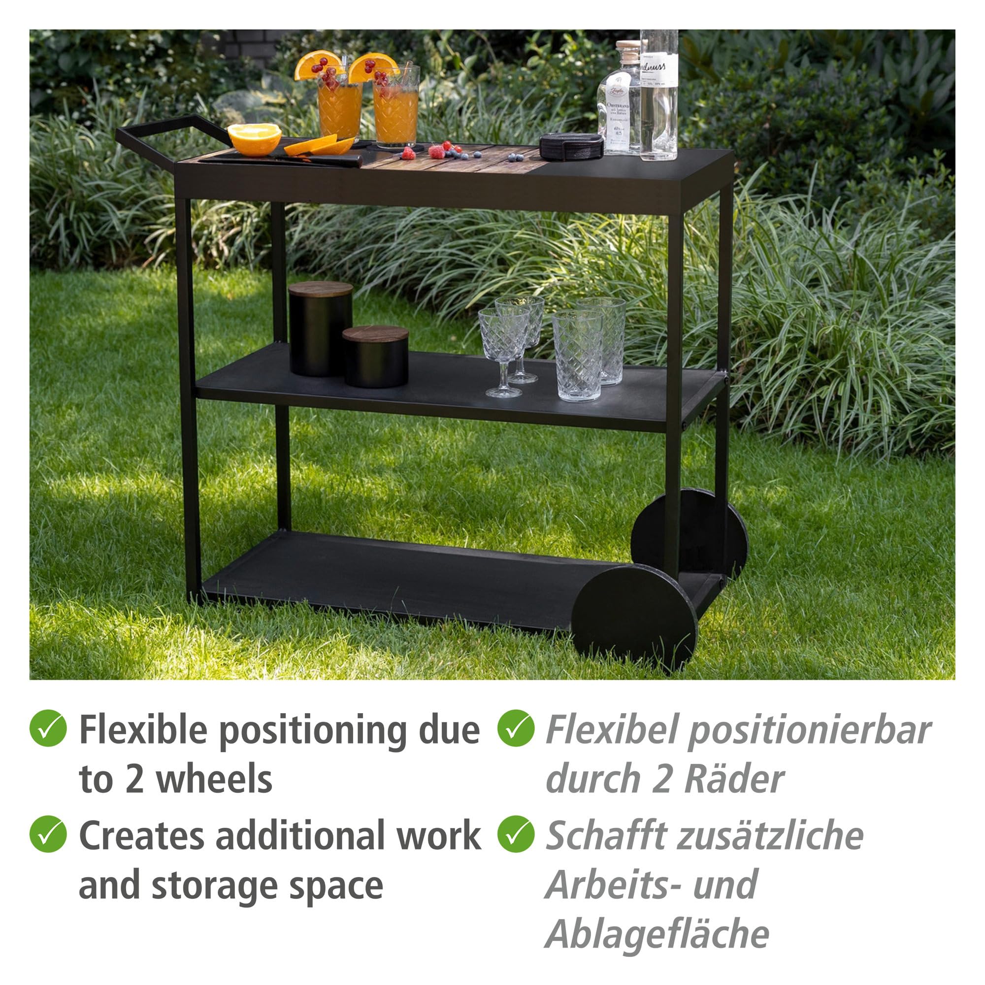 Wenko Miro carrello servizio nero 80x98x40 con ruote