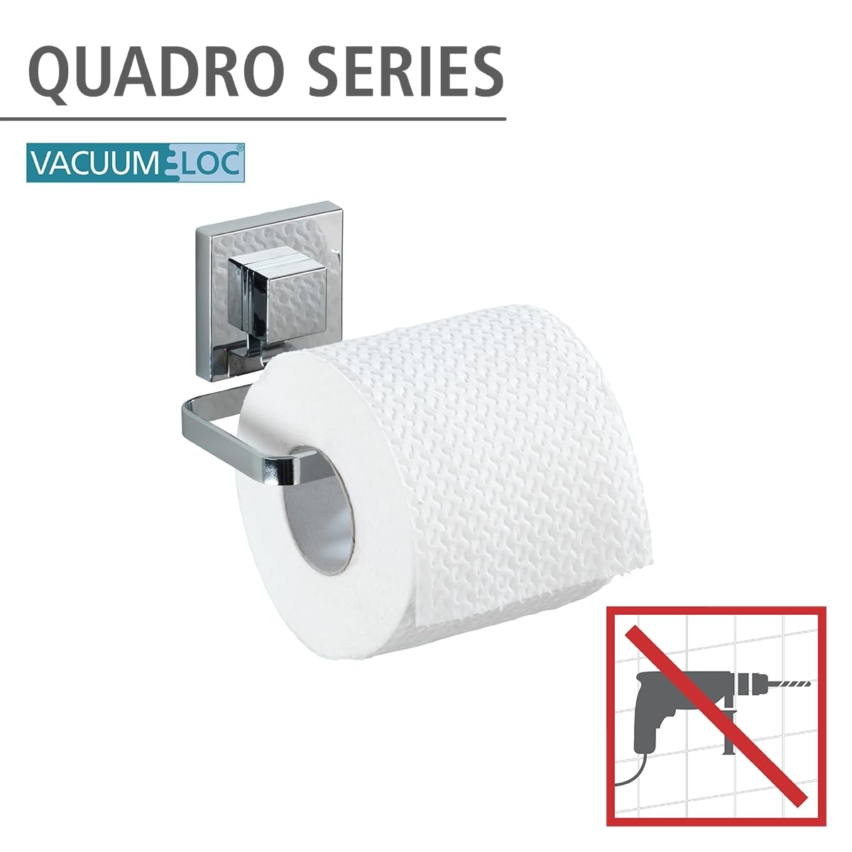 Wenko Quadro Vacuum-Loc Portarotolo Argento Acciaio