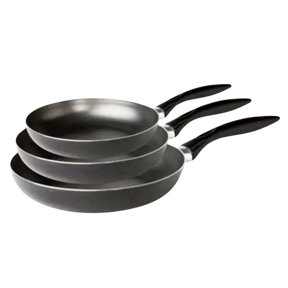 Cecaro Group Set 3 Padelle 20-24-28 cm Antiaderenti Nere Teflon