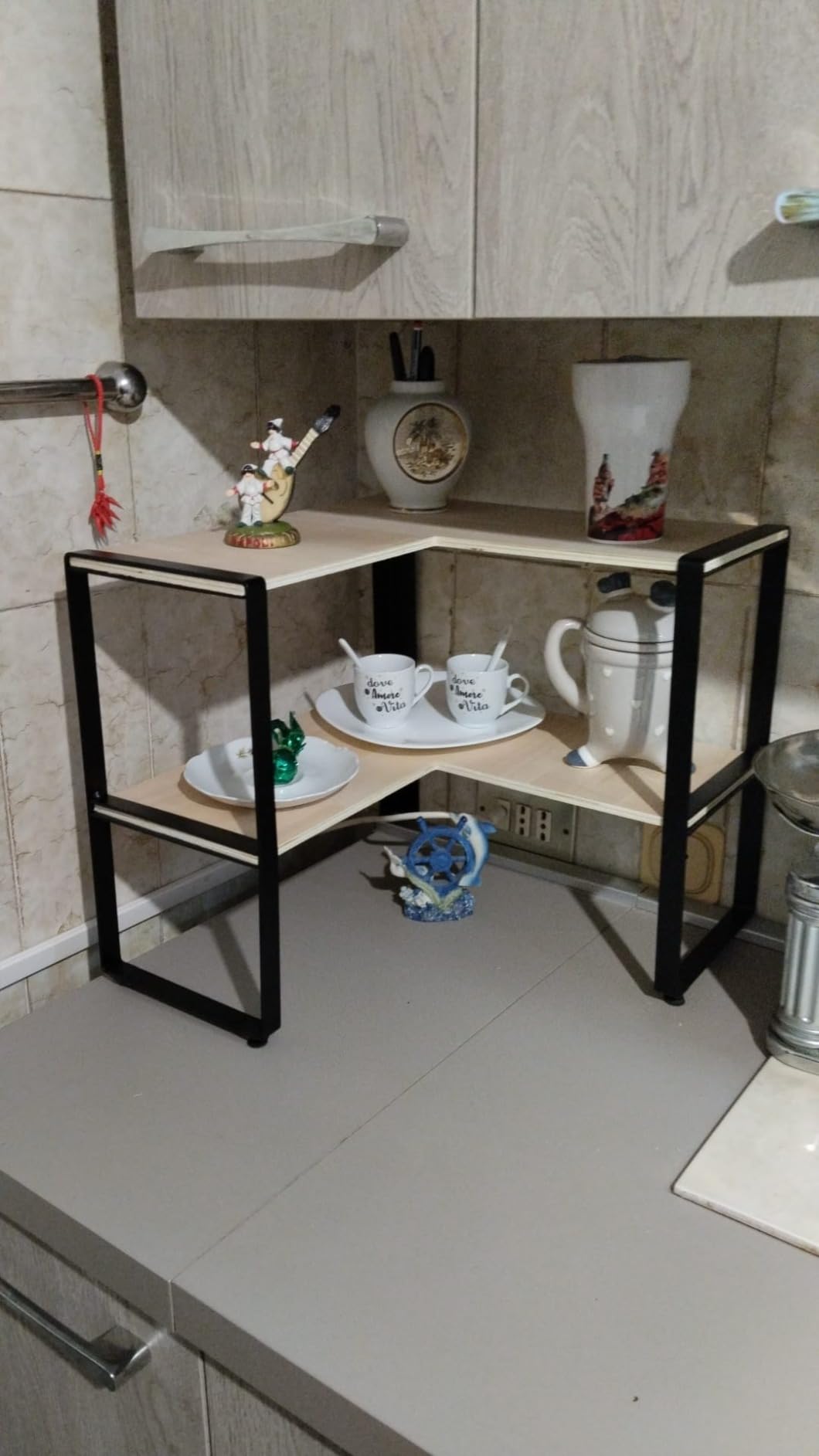Wenko Lou 53028100 mensola angolare cucina nero 30x30 cm
