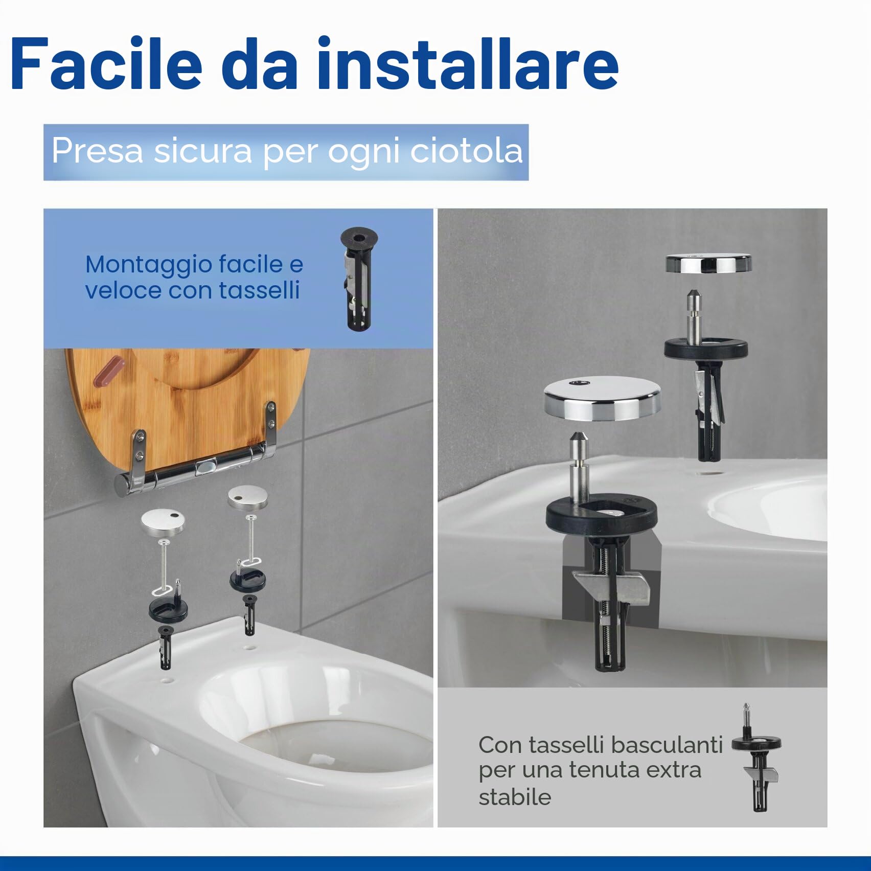 Wenko Bambusa sedile wc bambù easy-close 34,5 cm
