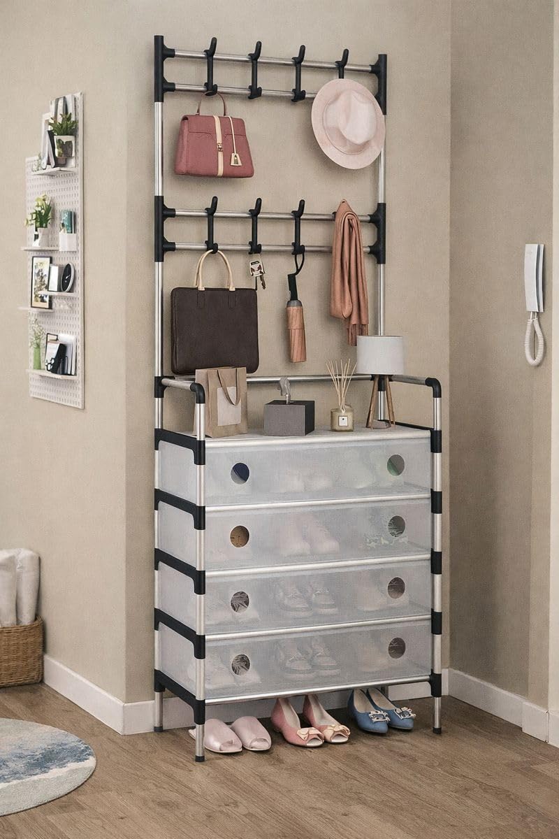 Cecaro Group Appendiabiti 8 Ganci con Scarpiera 77x35x168