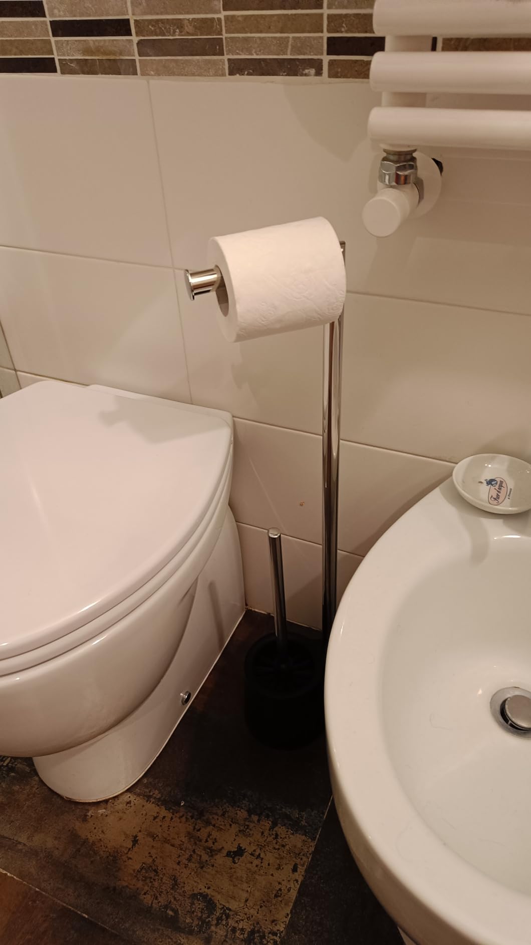 Wenko Avola piantana WC portarotolo e scopino bianco