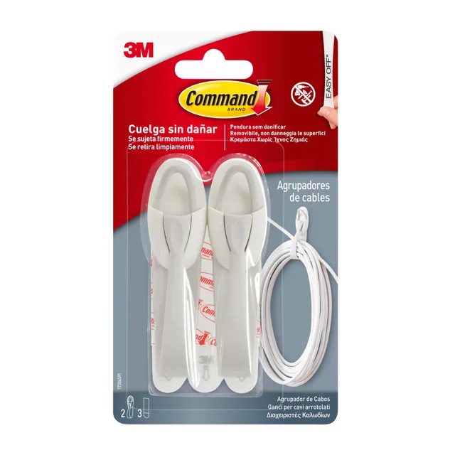 Command 17060 gancio portacavi bianco 2 pezzi senza forare