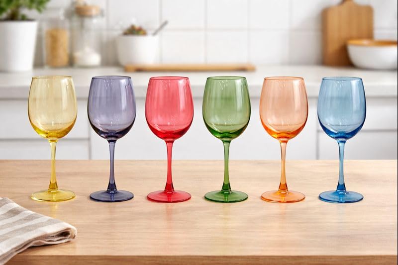 Cecaro Group Calici multicolor vetro set 6 pezzi 350 ml