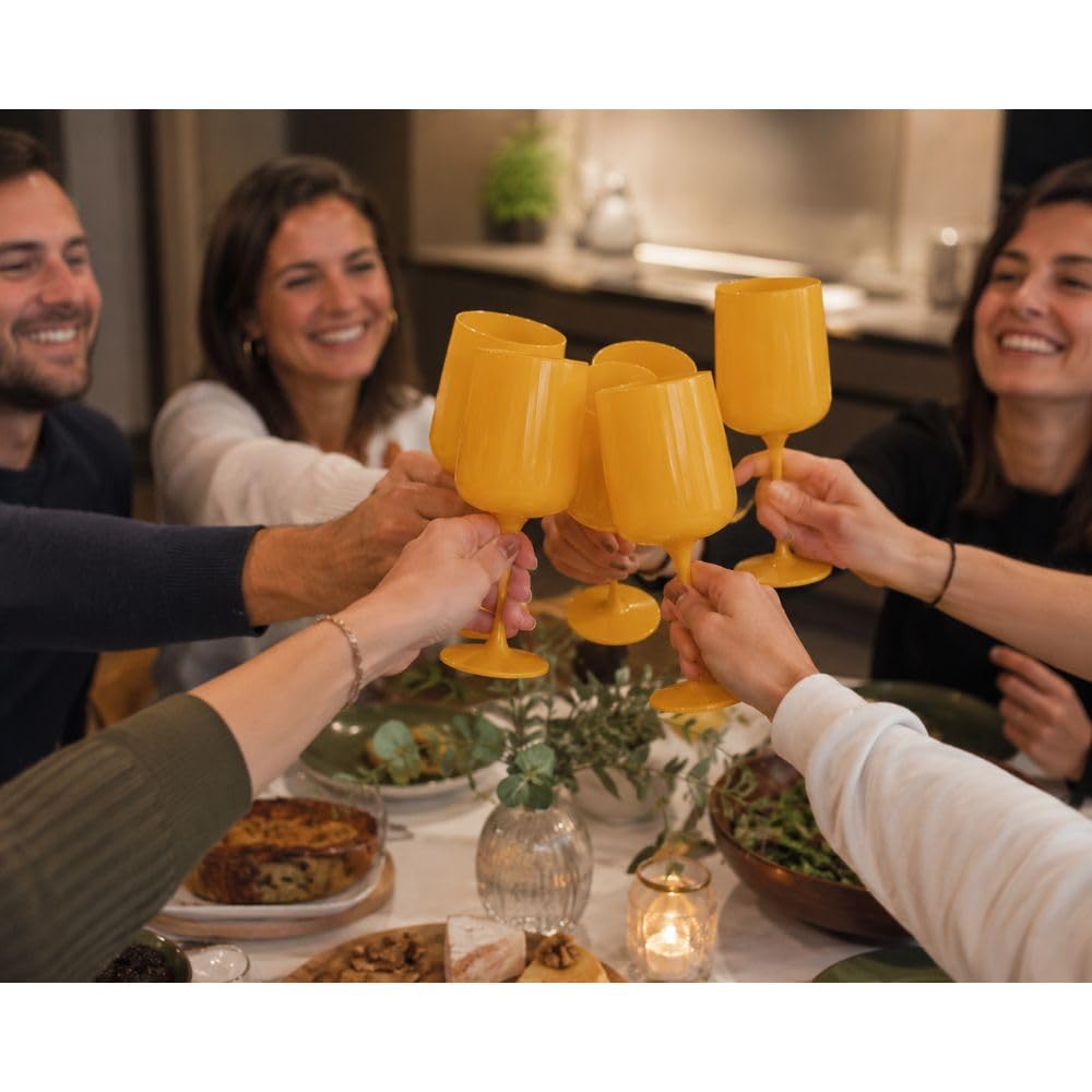 Cecaro Group Set 6 Calici Vetro Giallo 320 ml Pasta Vetro