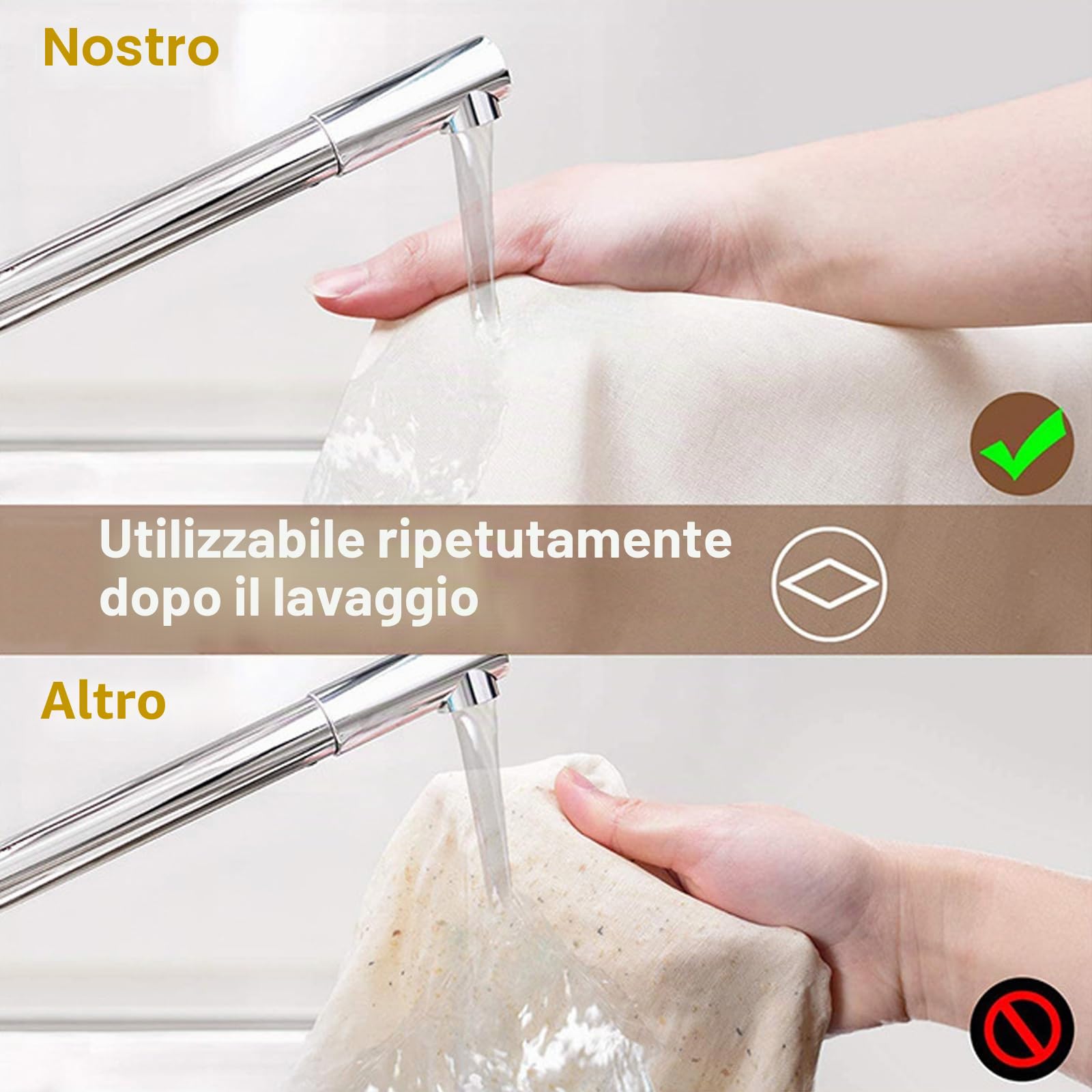 Quelcc Garza Alimentare 50x50 cm 4 Pezzi Cotone