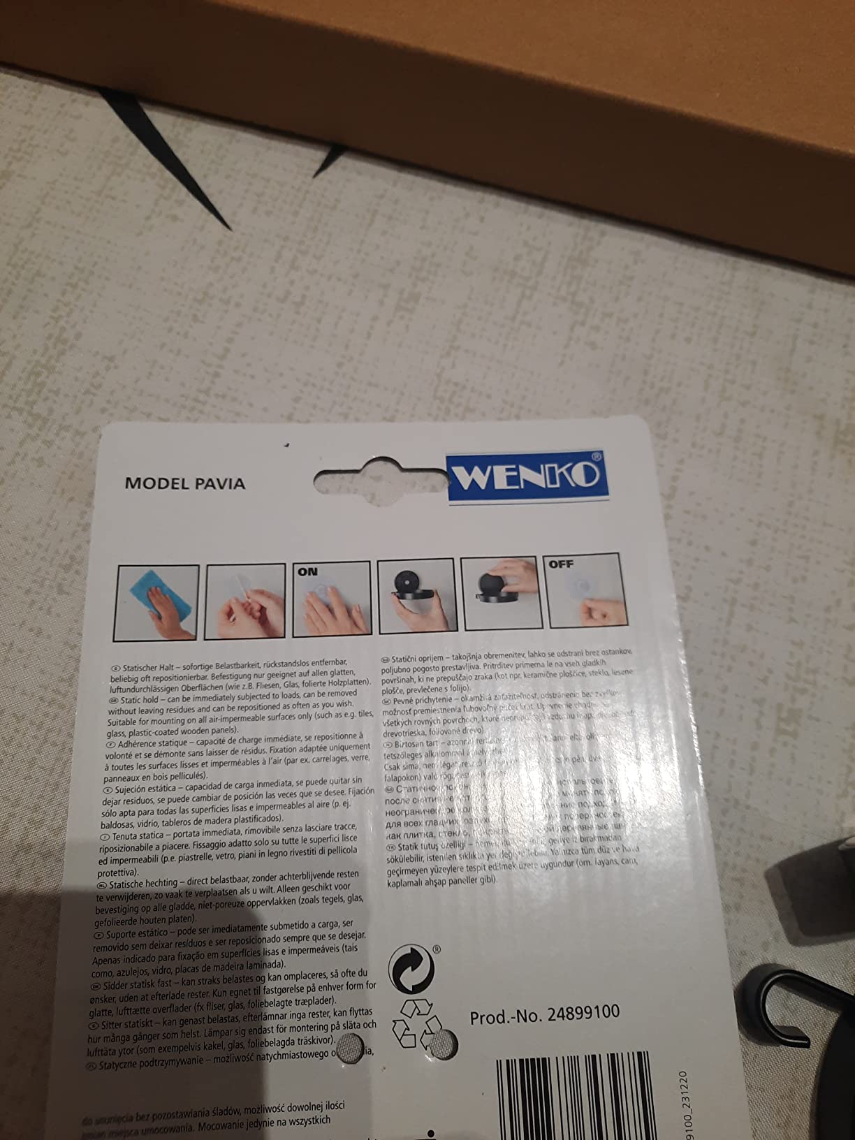 Wenko Pavia Static-Loc Plus porta phon nero 10 x 11 cm