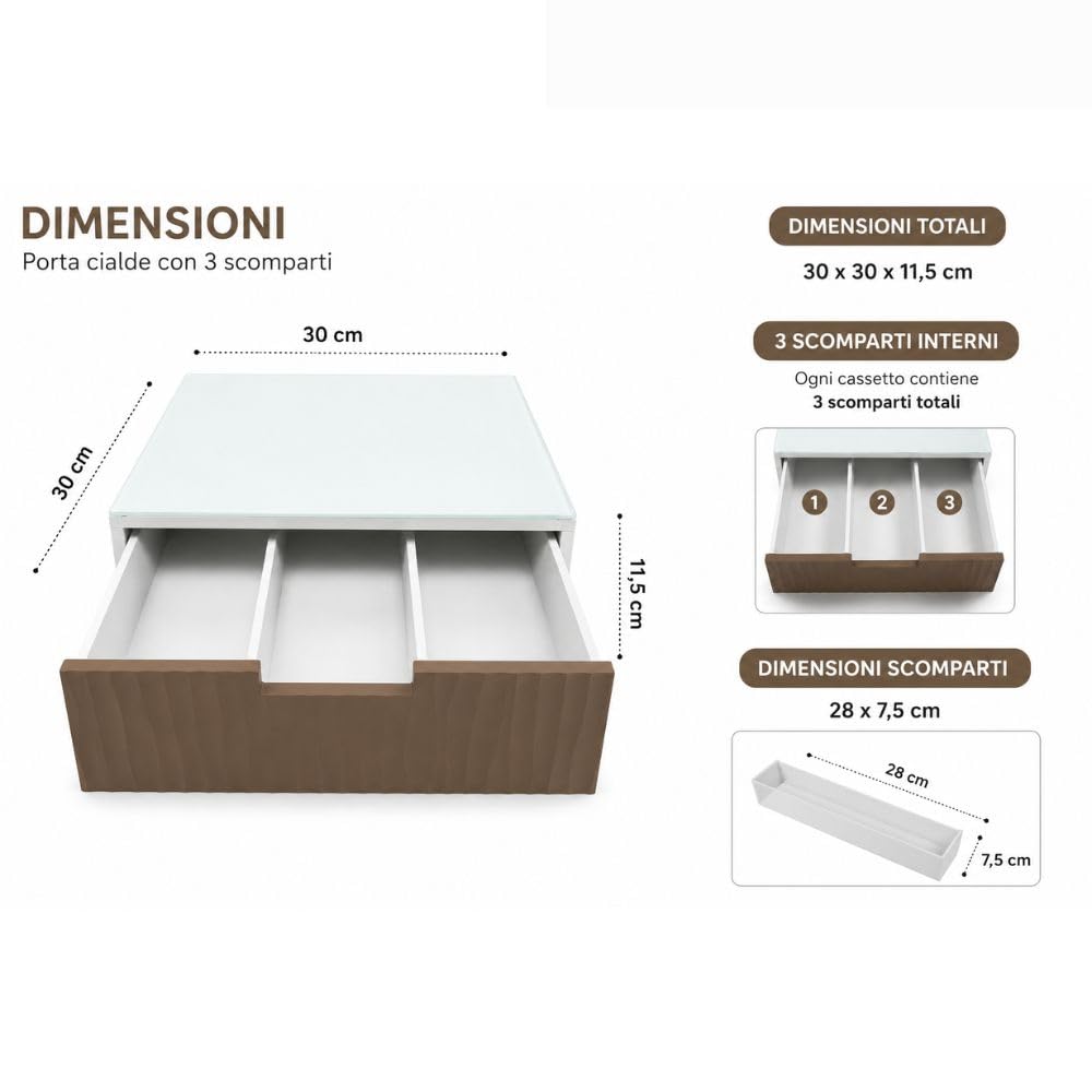 Cecaro Group Porta Capsule Bamboo Vetro Tortora 30x30 cm