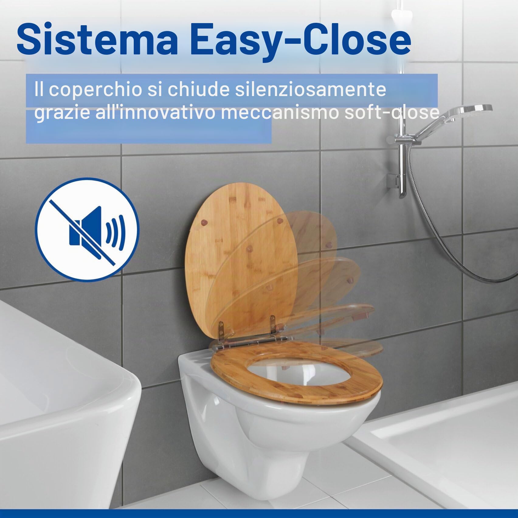 Wenko Bambusa sedile wc bambù easy-close 34,5 cm
