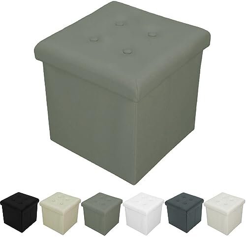 Cecaro Group Pouf Contenitore 38x38 Panna Ecopelle
