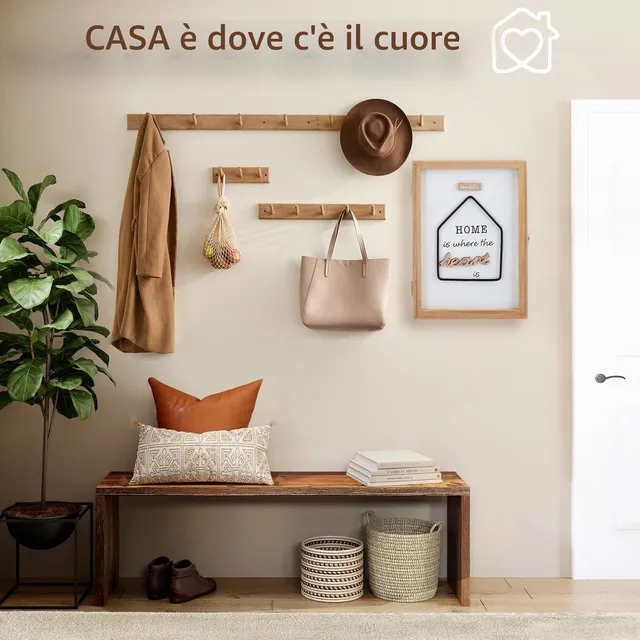 Gachiwar Portachiavi Parete Legno Bianco 27 cm 6 Ganci