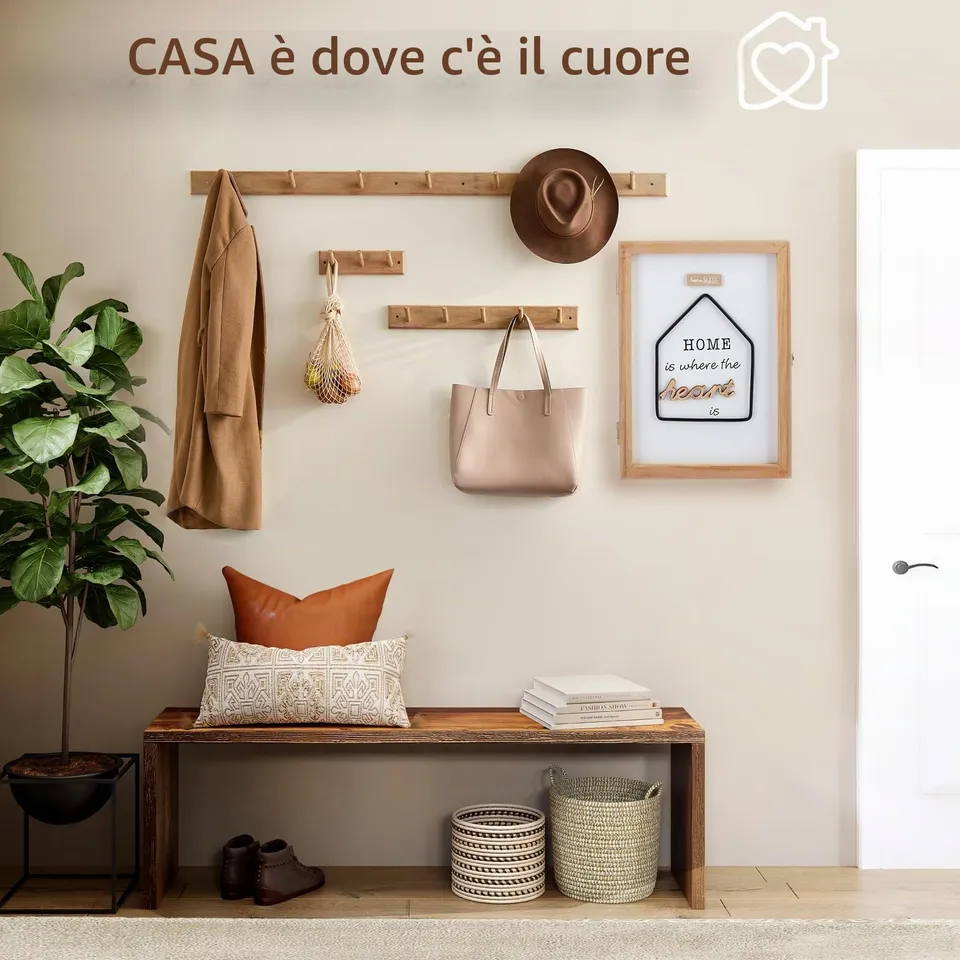 Gachiwar Portachiavi Parete Legno Bianco 27 cm 6 Ganci