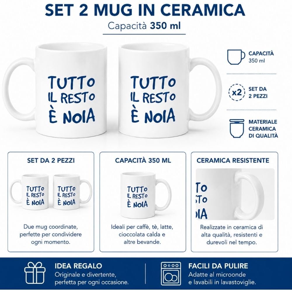 Cecaro Group Set 2 Mug 325 ml Ceramica Tutto il Resto è Noia