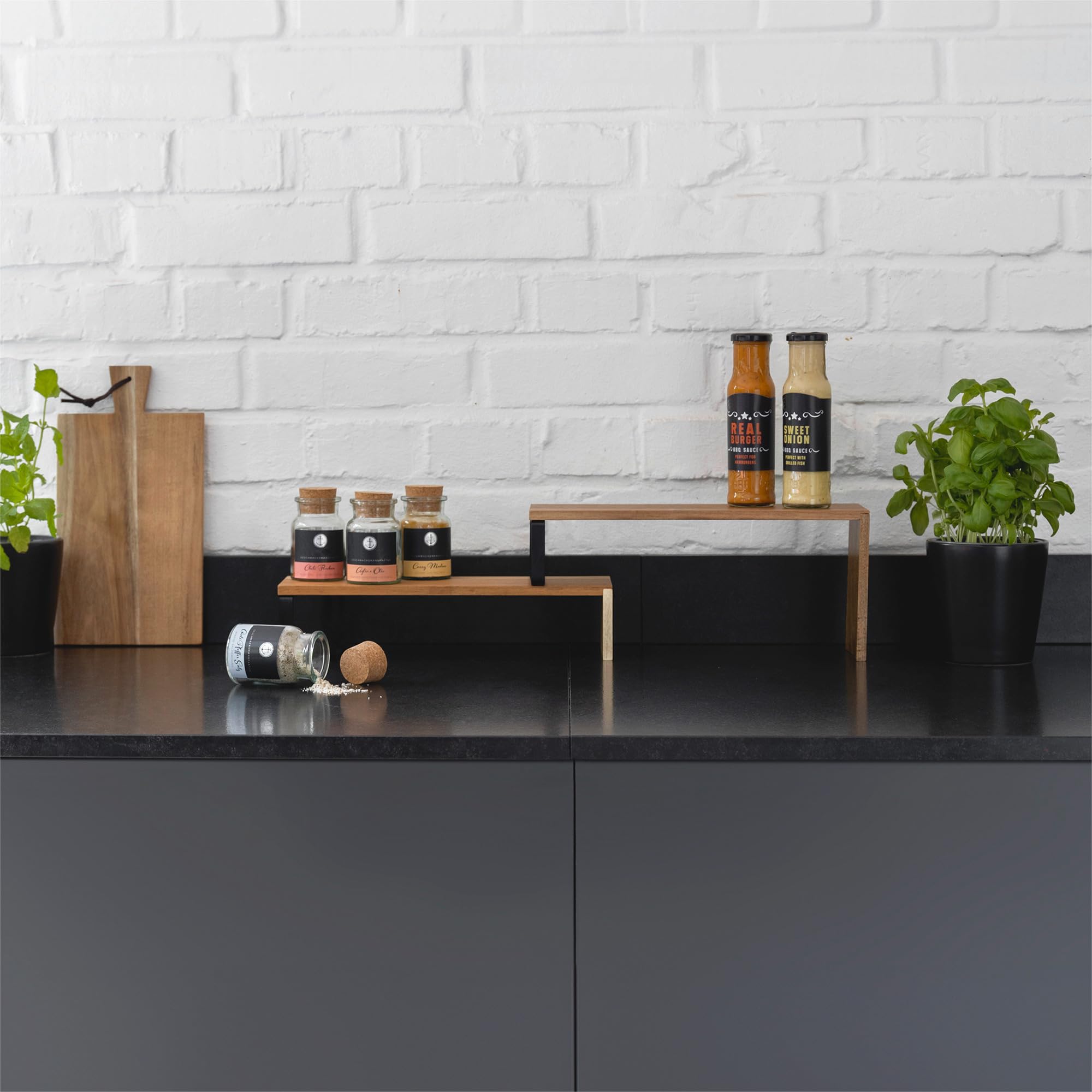 Wenko Vali Mensola Cucina Acacia 2 Pezzi