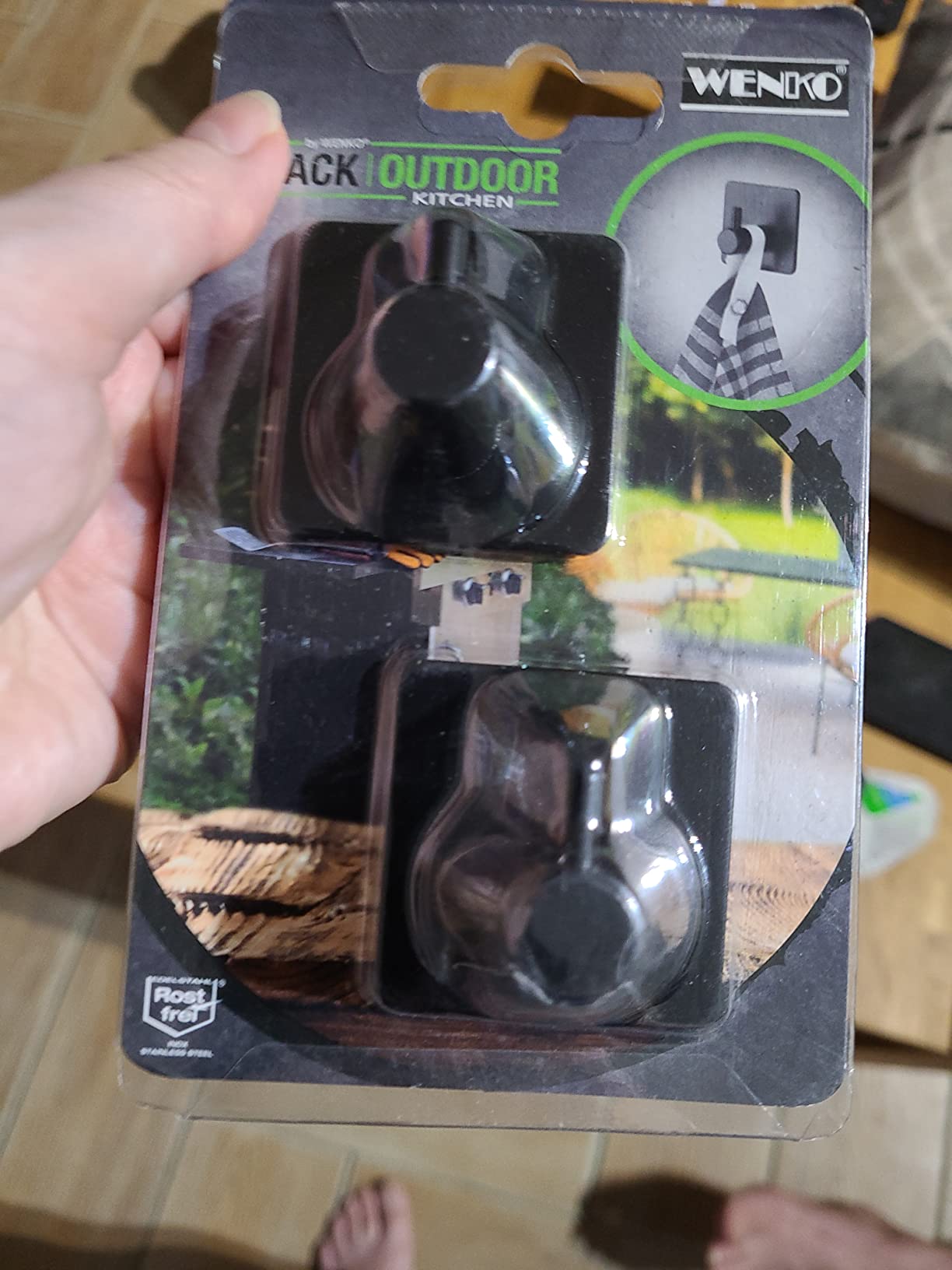 Wenko Ureo Ganci Parete Nero Set 2 Pezzi Acciaio