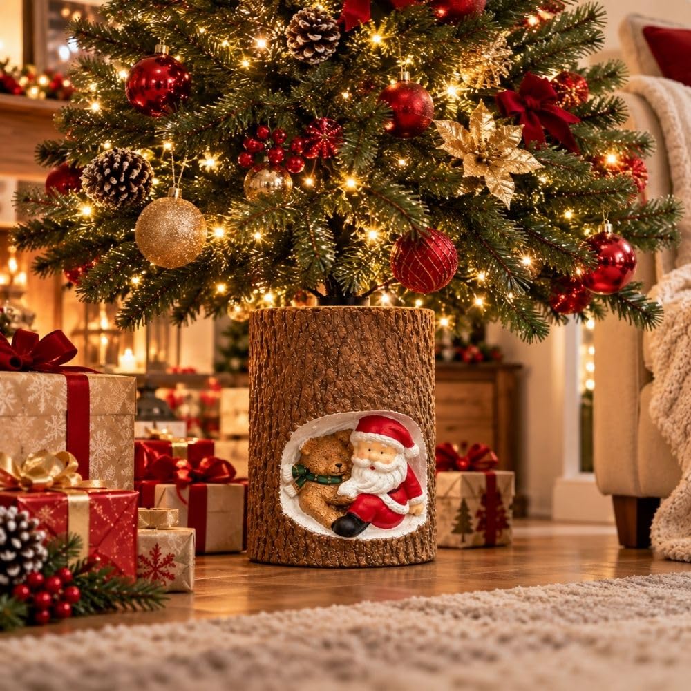 Cecaro Group Base Albero 45 cm Babbo Natale Orsetto LED