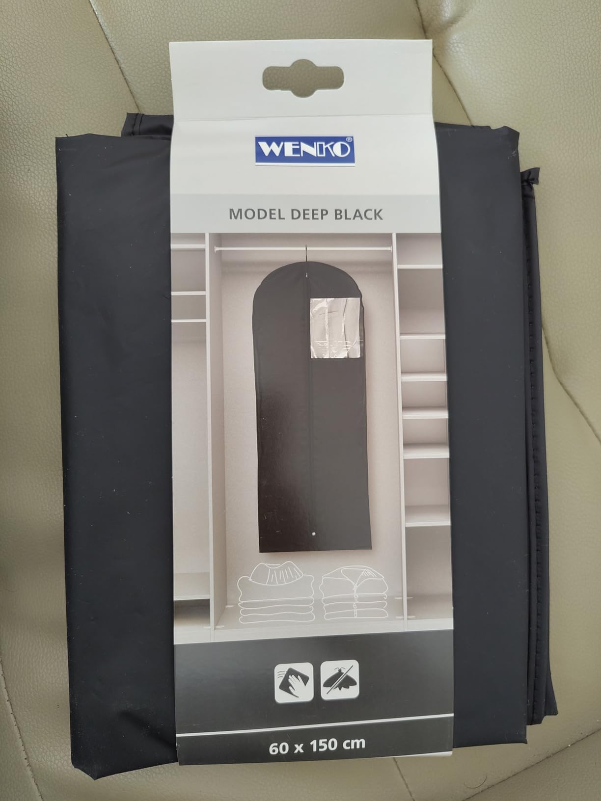Wenko Deep custodia abiti nera 60x100 cm PEVA con finestra