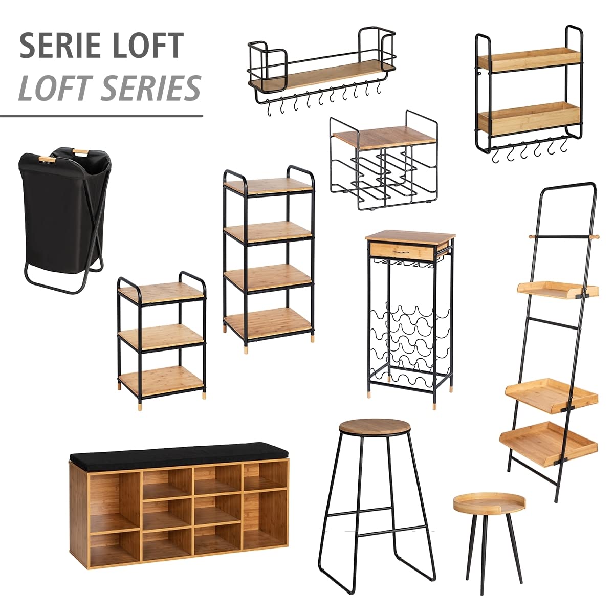 Wenko Loft Scaffale 4 Ripiani Bambù 42x94,5 cm