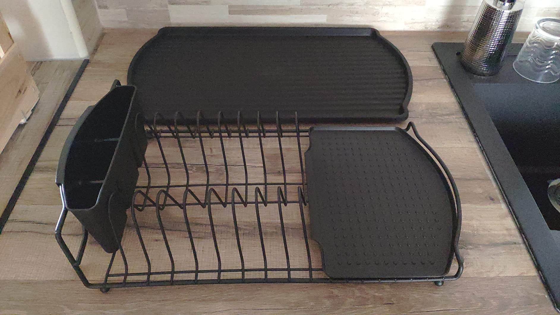 Wenko Basic scolapiatti nero 47,5 cm con vaschetta