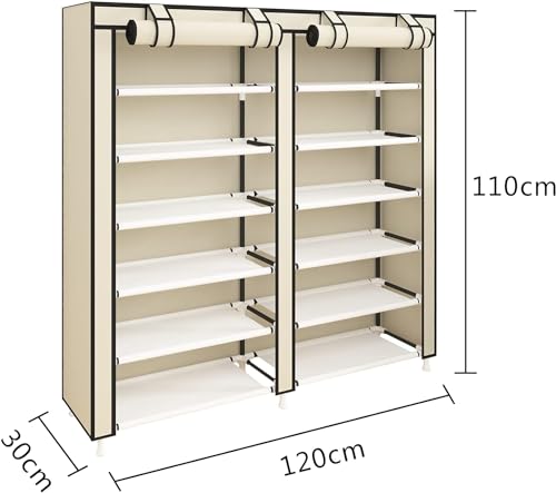 Cecaro Group Scarpiera Tessuto 7 Ripiani 36 Paia Beige 120 cm