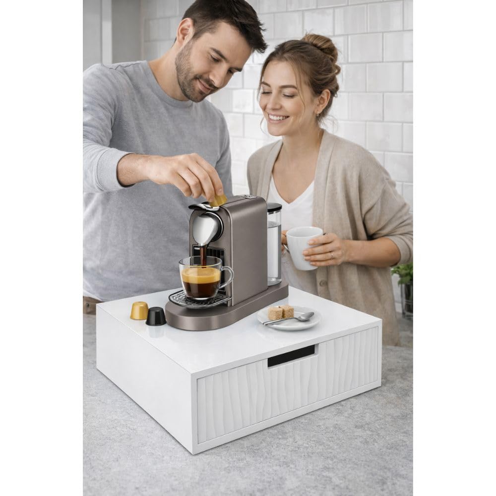 Cecaro Group Porta Capsule Caffè Bambù Bianco 30x30x10 cm 3 Scomparti