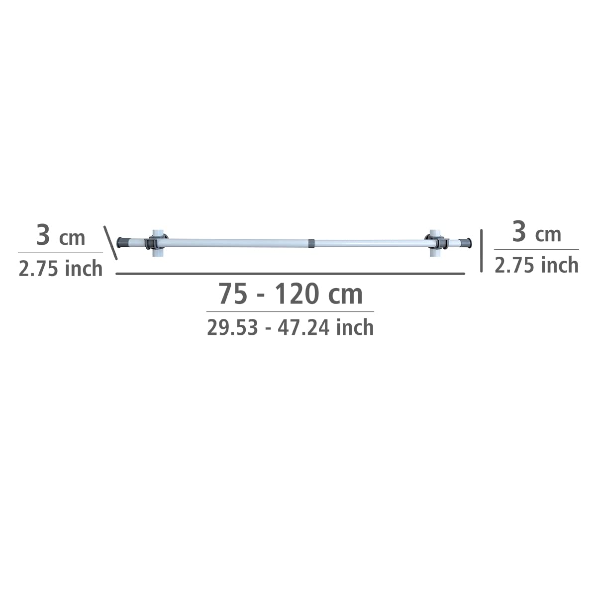 Wenko Herkules asta armadio telescopica 75-120 cm bianco/grigio