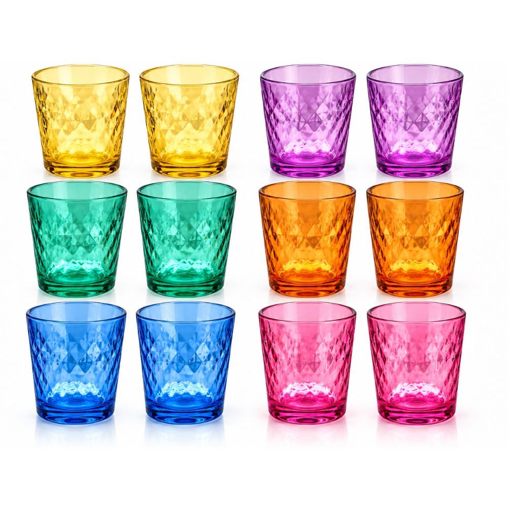 Cecaro Group 12 Bicchieri Colorati 265 ml Vetro Diamantato