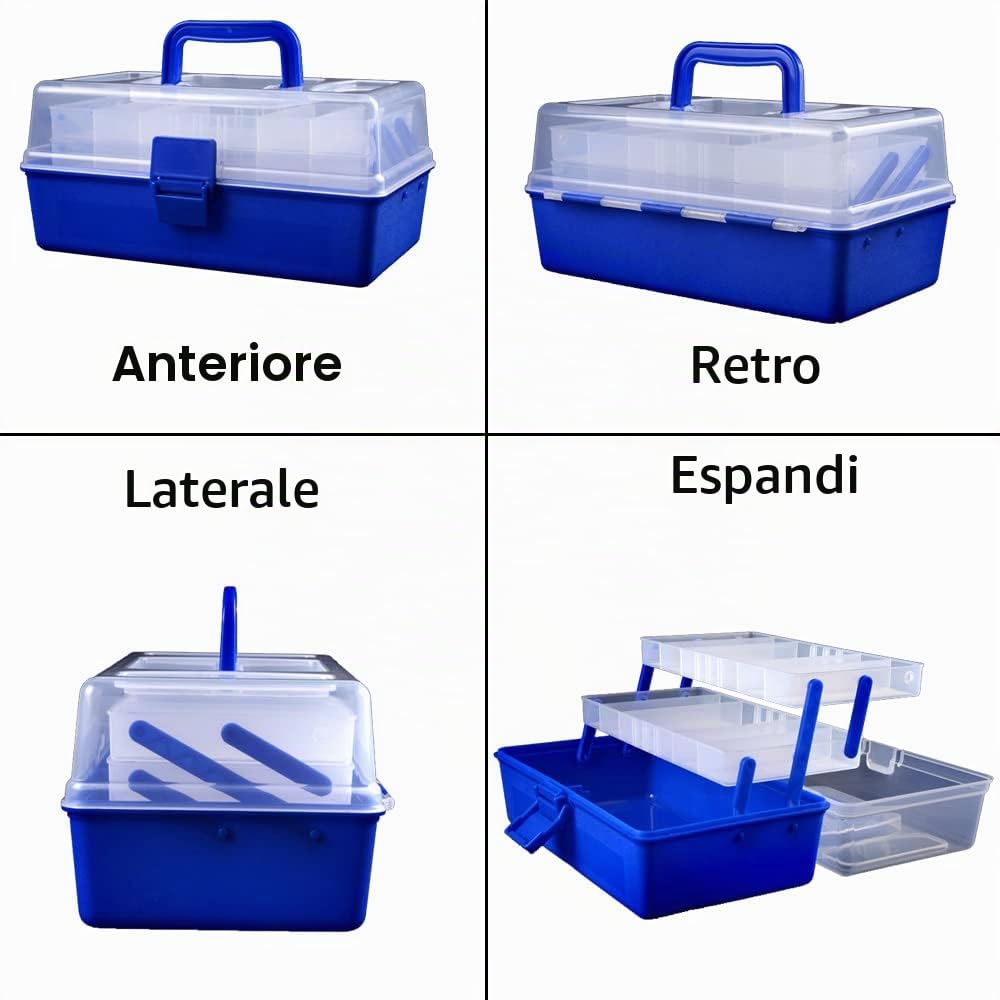 Lxoraziy scatola pesca 3 piani blu 29x17x14 cm