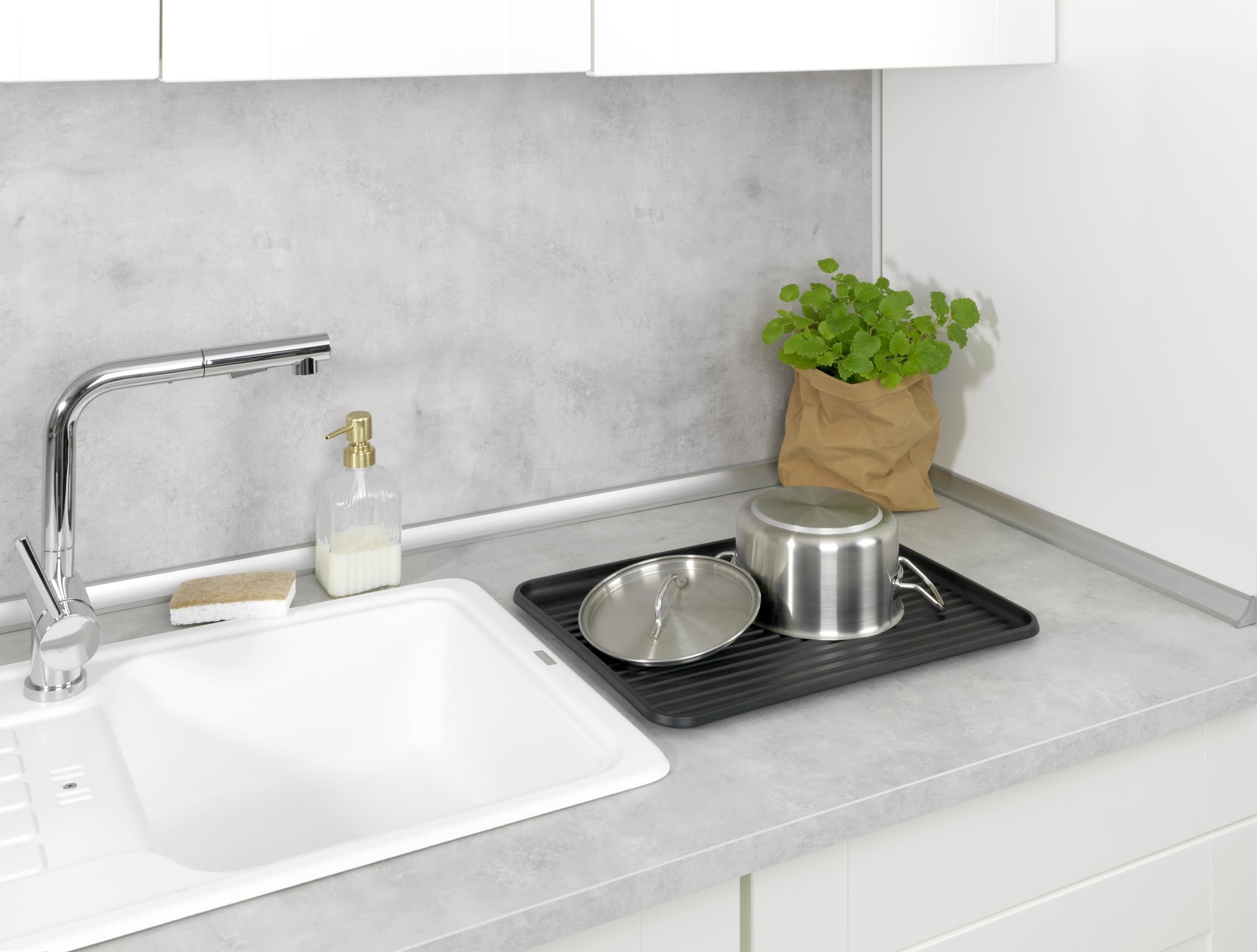 Wenko Amy scolapiatti con portabottiglie nero 3 pezzi