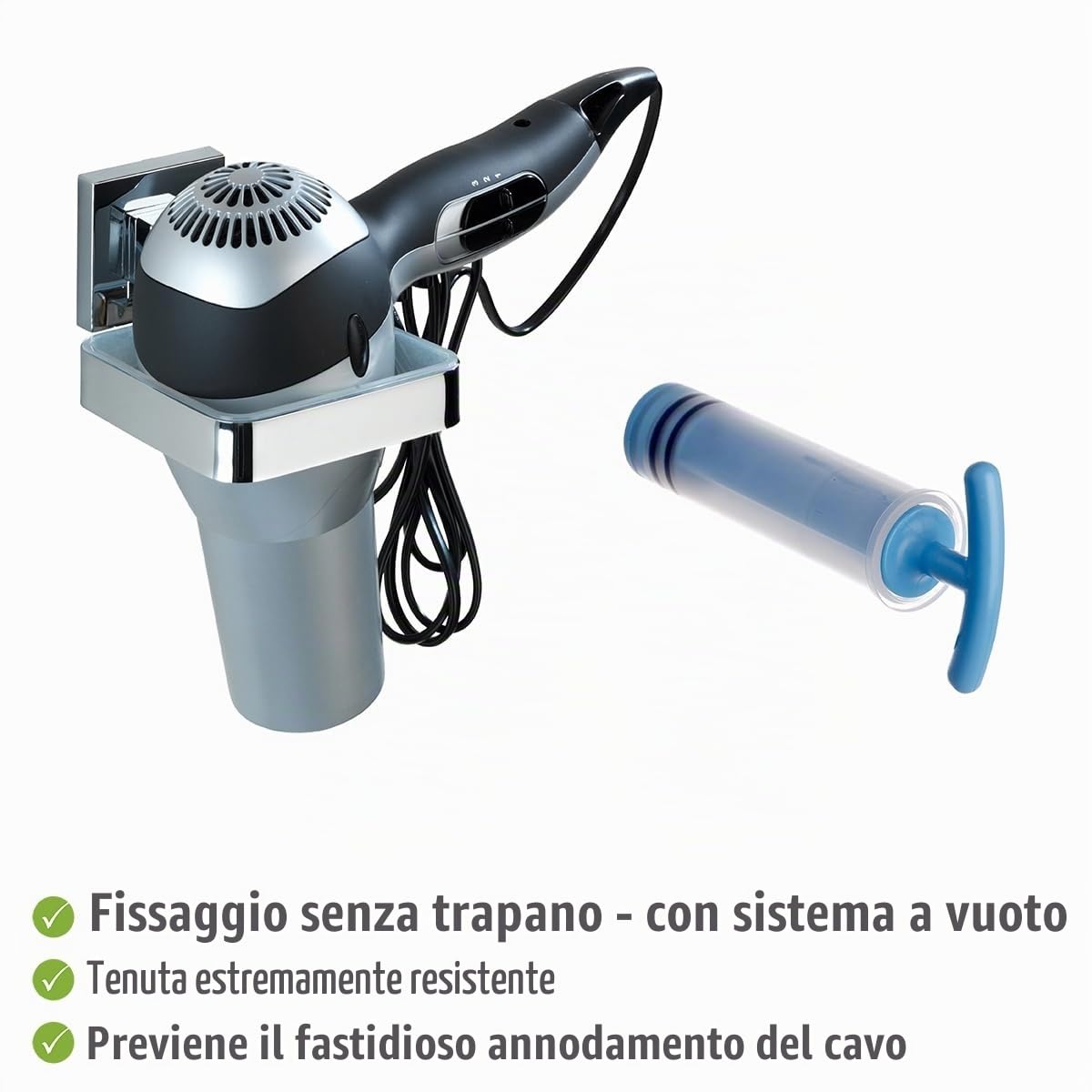 Wenko Vacuum-Loc Quadro portaphon acciaio inox senza forare