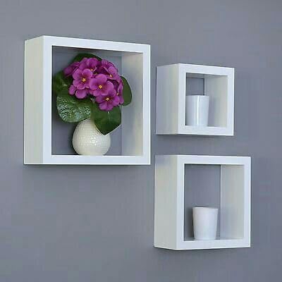 Cecaro Group Cubo Mensole Parete Bianche Set 3 Pezzi MDF